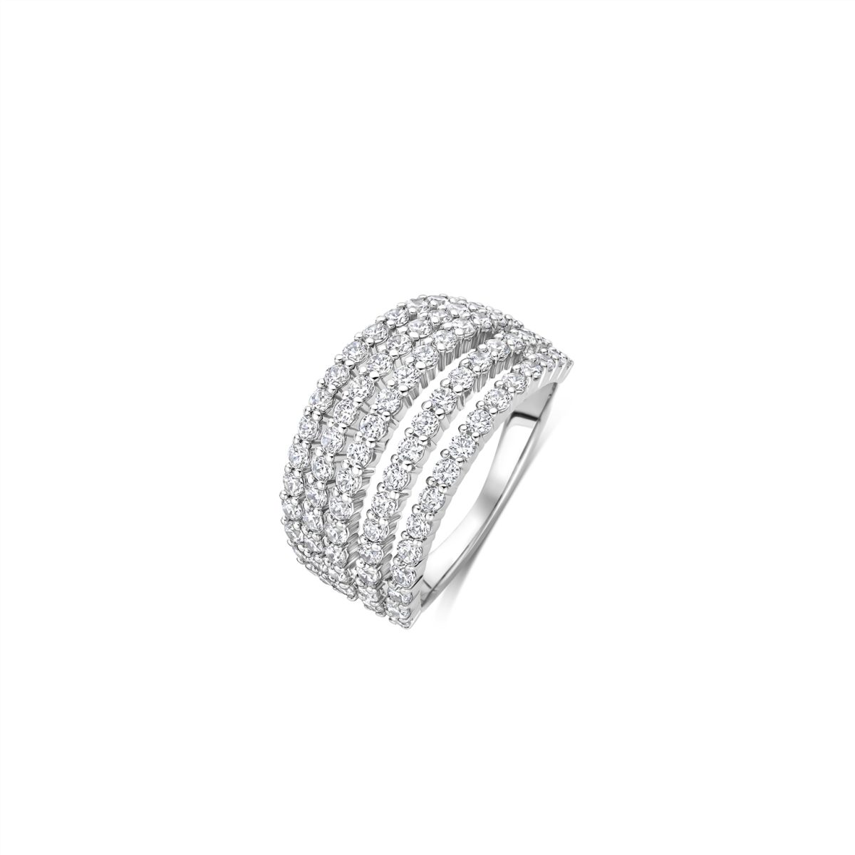 Ti Sento Sterling Silver Five Row Layered CZ Ring
