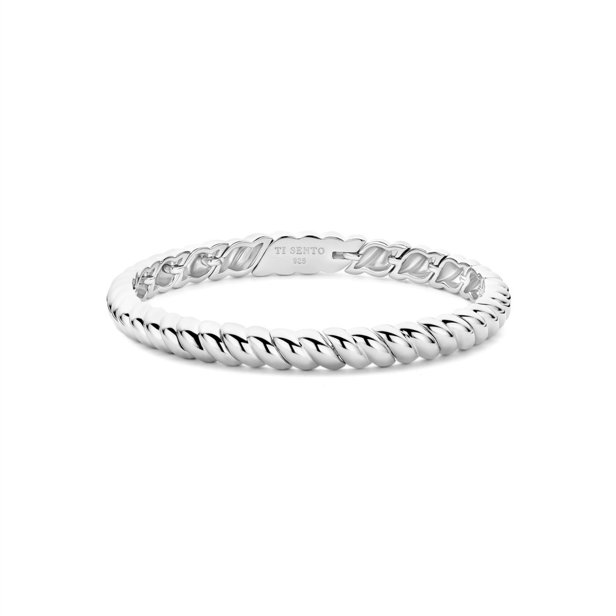 Ti Sento Sterling Silver Ribbed Twist Bangle