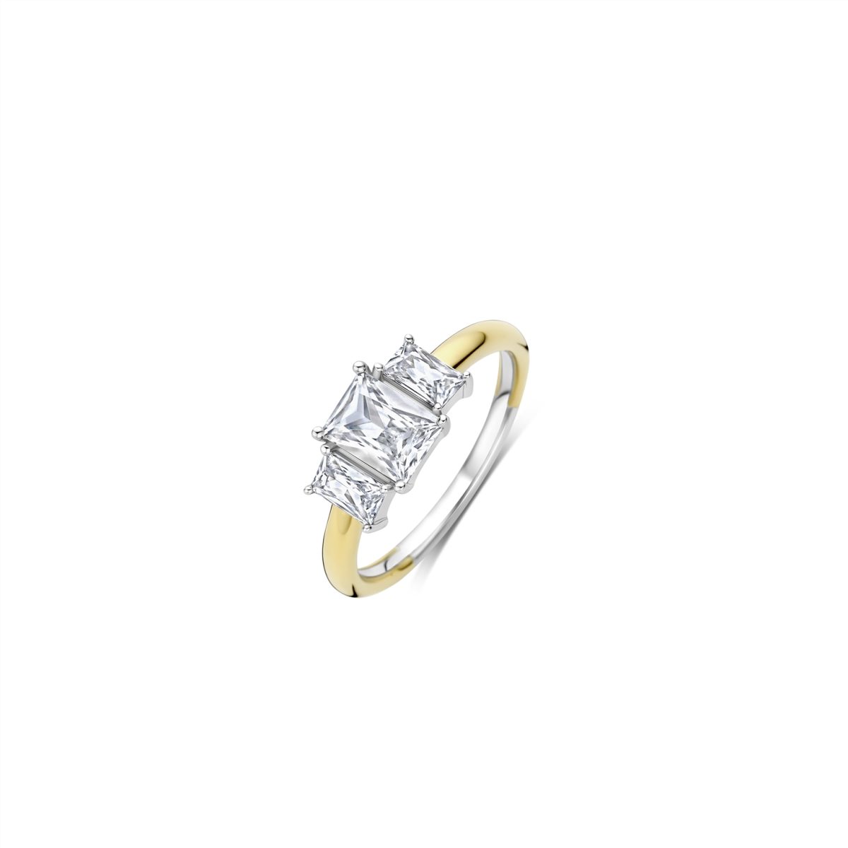 Ti Sento Sterling Silver Gold Plated Rectangular CZ Ring