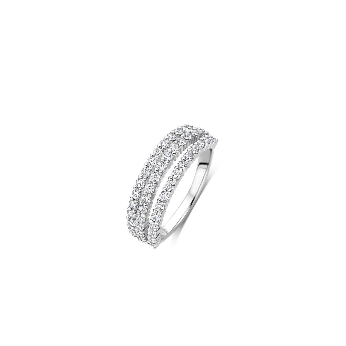 Ti Sento Sterling Silver Three Row CZ Ring