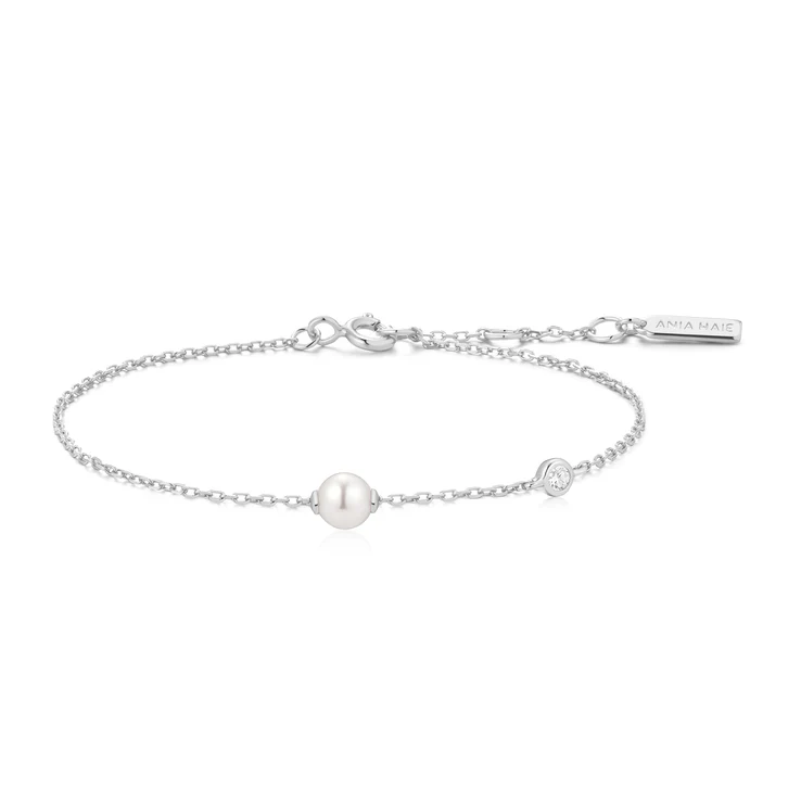 Ania Haie Sterling Silver Shell Pearl And Bezel-Set Sparkle Bracelet