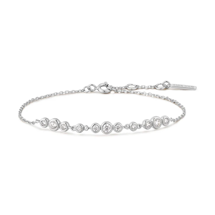 Ania Haie Sterling Silver Graduated Bezel-Set Trios Bracelet