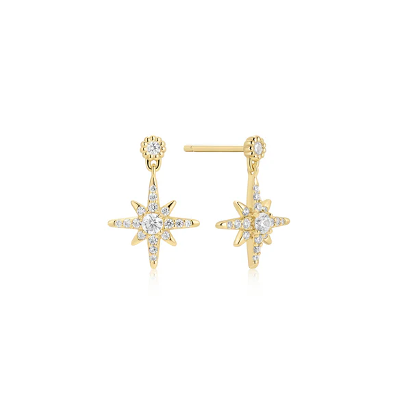 Ania Haie Sterling Silver Gold Plated Dangling Nova Star Stud Earrings