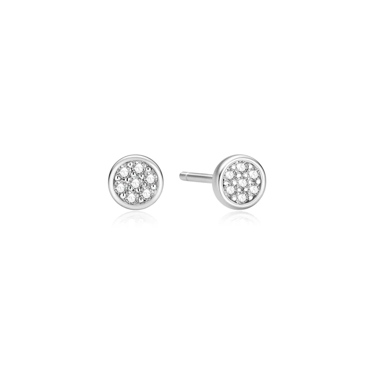 Ania Haie Sterling Silver Small Pavé Disc Stud Earrings