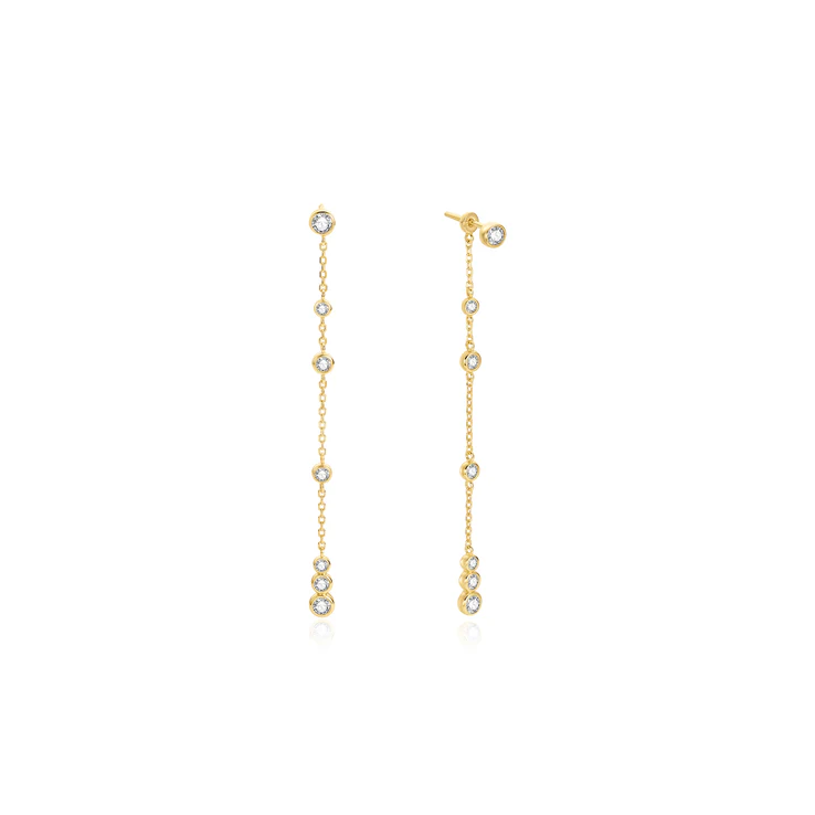 Ania Haie Sterling Silver Gold Plated Cascade Station Drop Stud Earrings