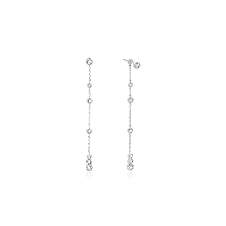 Ania Haie Sterling Silver Cascade Station Drop Stud Earrings