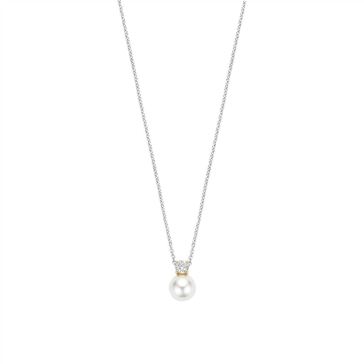 Ti Sento Sterling Silver Gold Plated CZ Pearl Pendant