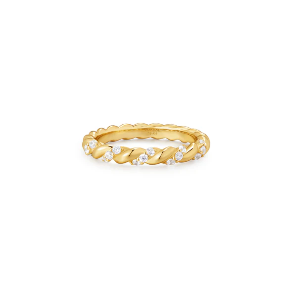 Ania Haie Sterling Silver Gold Plated Sparkle Twisted Ring