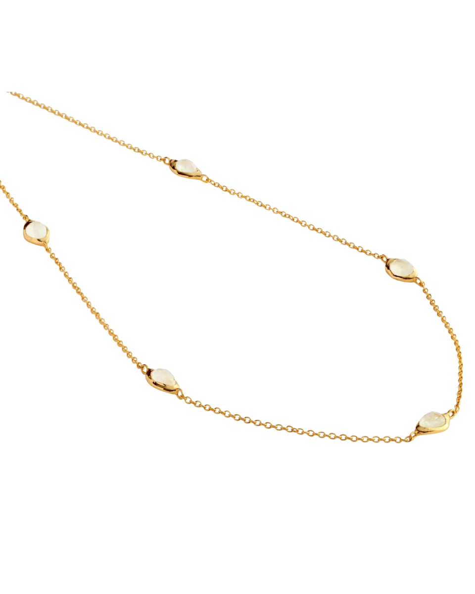 Juvi Sterling Silver Gold Vermeil Moonstone Stepping Stone Necklace