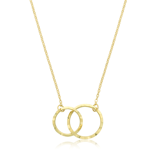 9ct Yellow Gold Diamond Cut Interlocking Circles Necklace
