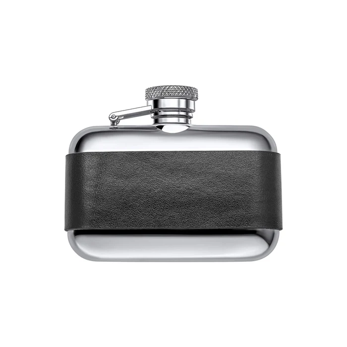 Fred Bennett Black Leather 3oz Hip Flask