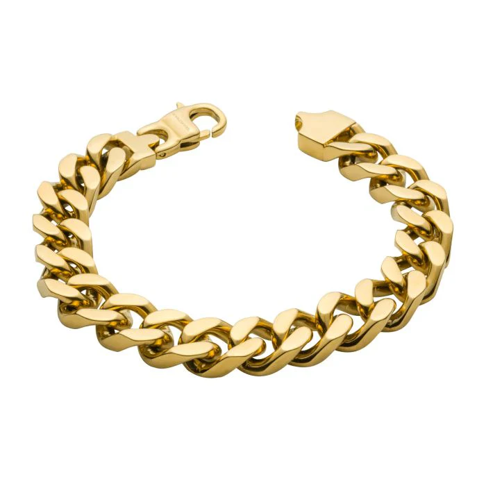 Fred Bennett Stainless Steel Gold Plated Heavy Curb Bracelet