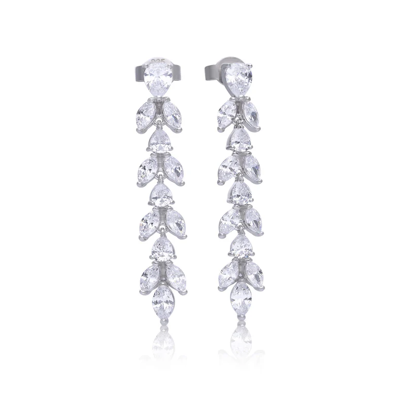 Diamonfire Sterling Silver Vine Drop Earrings
