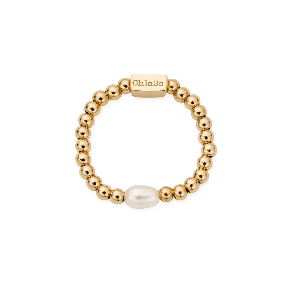 ChloBo Sterling Silver Gold Plated Mini Pearl Ring