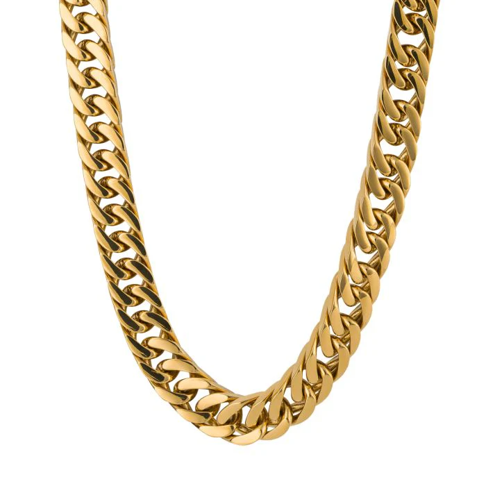 Fred Bennett Stainless Steel Gold Plated Heavy Curb Chain Necklace