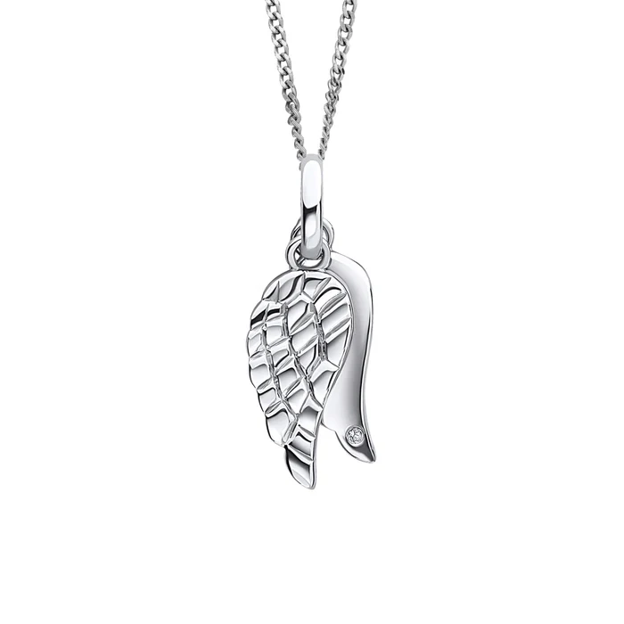 D for Diamonds Sterling Silver Wings Pendant with Diamond