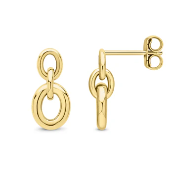 9CT Yellow Gold Open Oval Drop Earrings