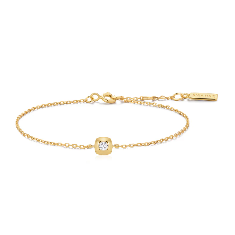Ania Haie Sterling Silver Gold Modern Bezel-Set Solitaire Bracelet