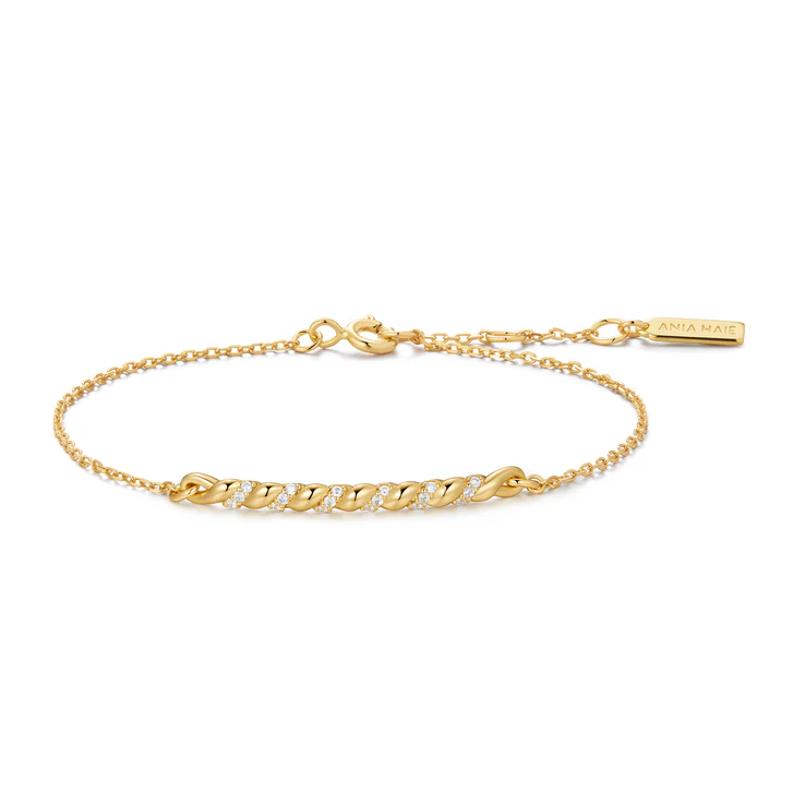 Ania Haie Sterling Silver Gold Plated Twisted Bar Bracelet