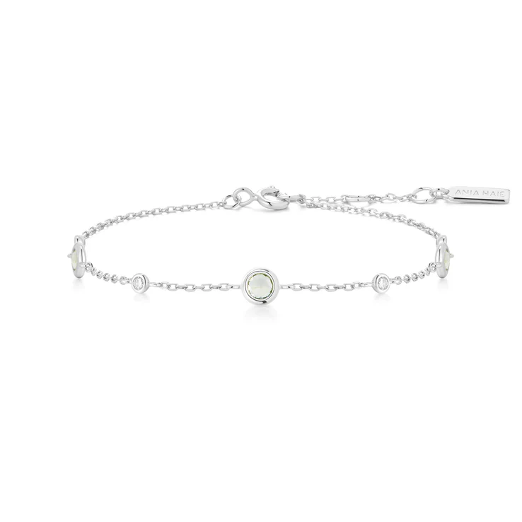 Ania Haie Sterling Silver Mint Green Station Bracelet