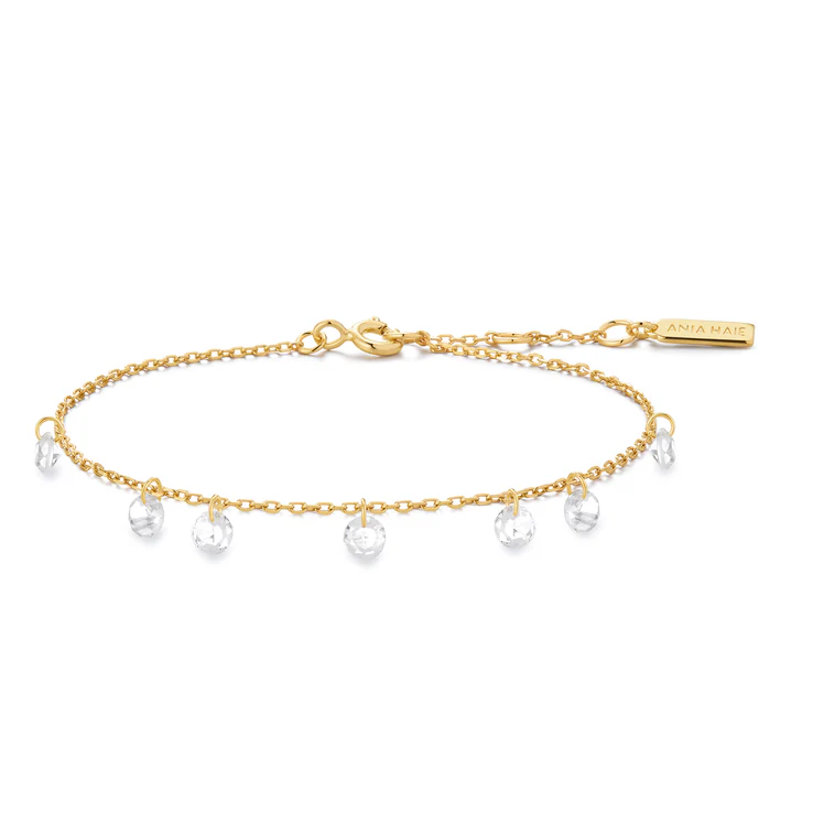 Ania Haie Sterling Silver Gold Plated Droplet Station Bracelet