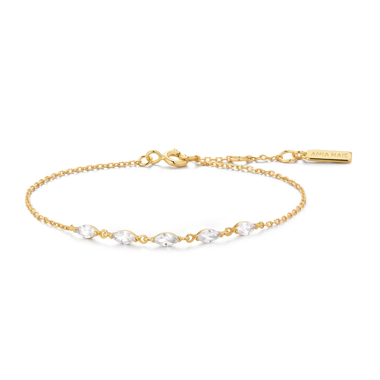 Ania Haie Sterling Silver Gold Plated Quintet Marquise Bracelet
