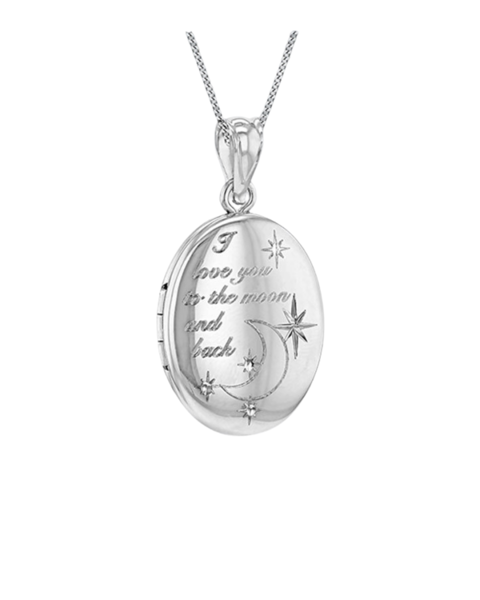 Sterling Silver Oval Shape "Love You to the Moon and Back" Locket