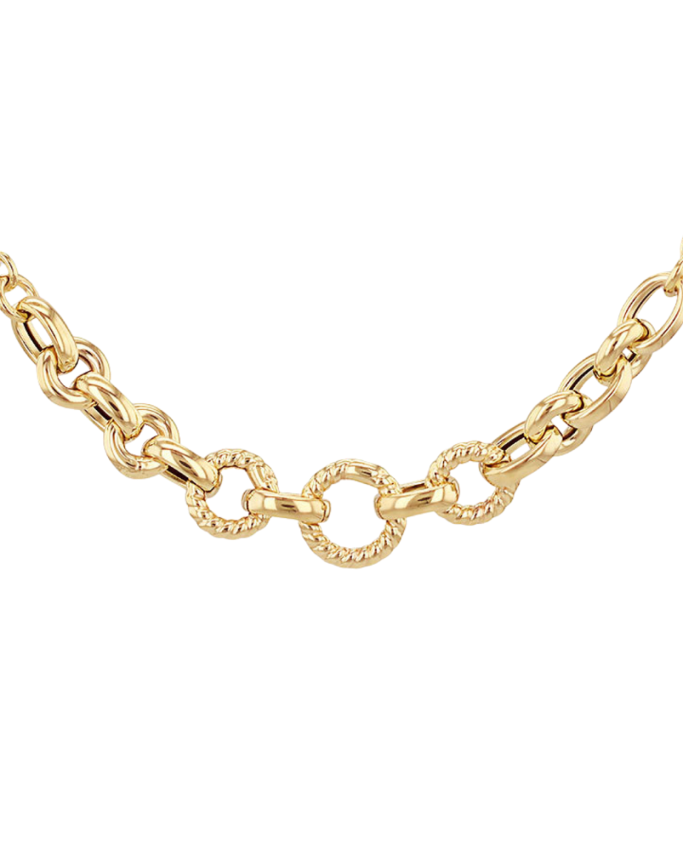 9ct Yellow Gold Twisted Round Link Necklace