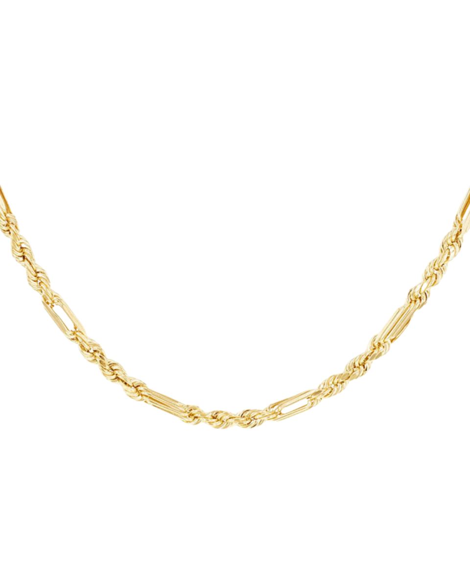9ct Yellow Gold Hollow Diamond Cut Figarope Necklace