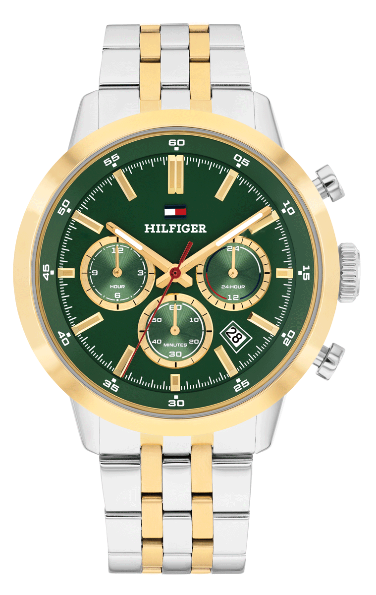 Tommy Hilfiger Kent - Two Tone Stainless Steel Green Chronograph - Gents Watch