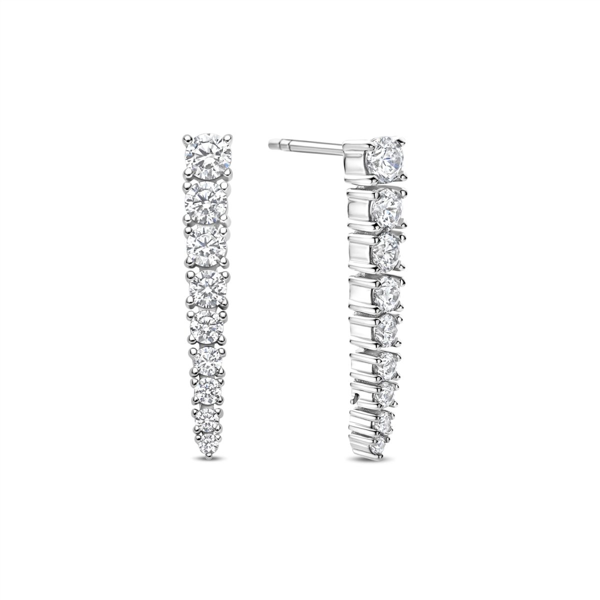 Ti Sento Sterling Silver Graduated CZ Drop Earrings