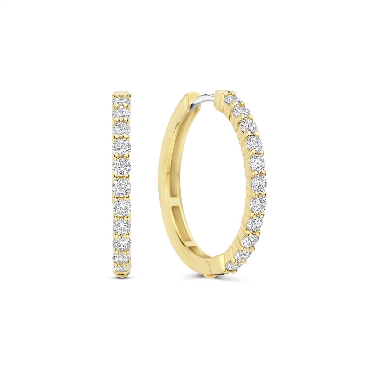 Ti Sento Sterling Silver Gold Plated CZ Claw Set Hoop Earrings