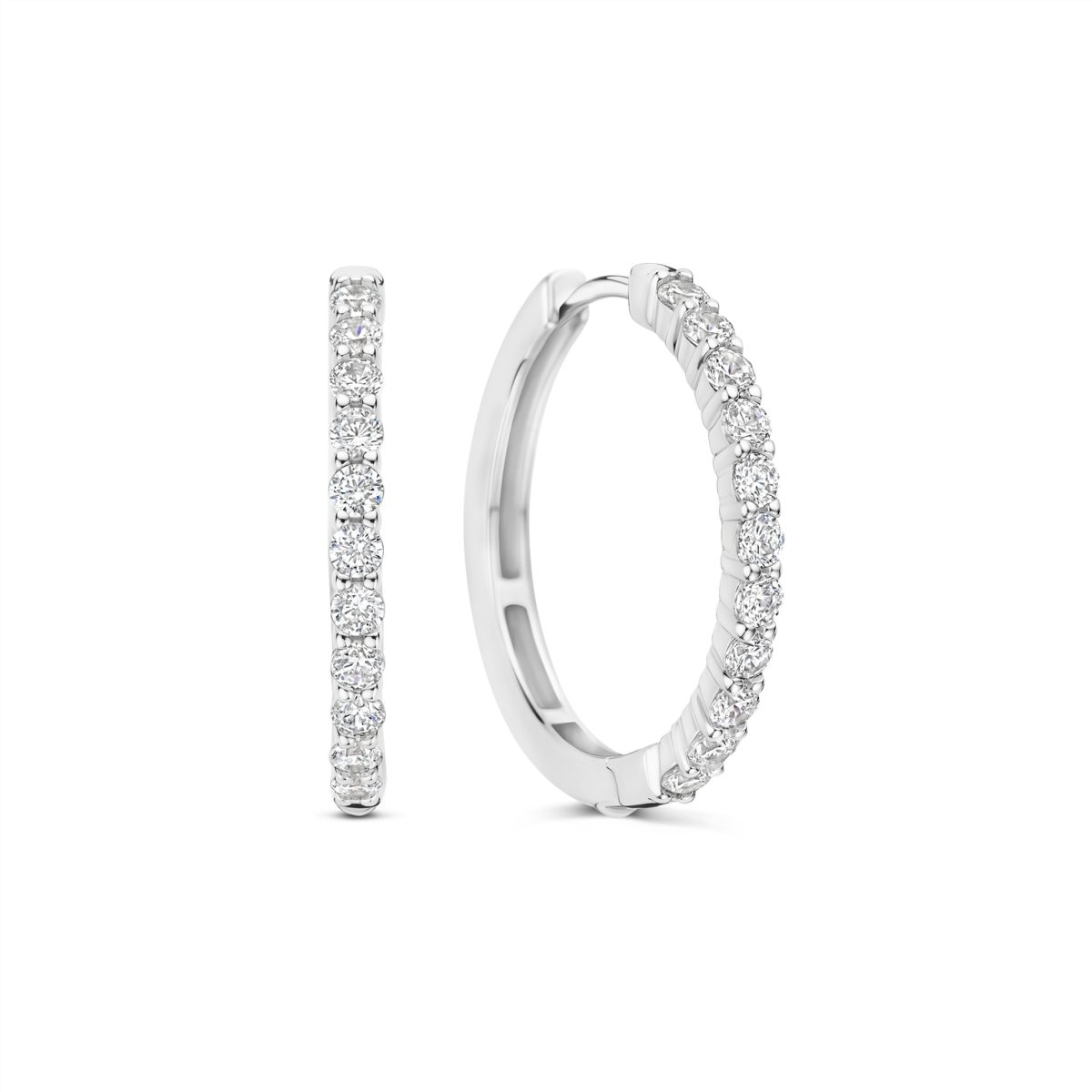 Ti Sento Sterling Silver Graduated CZ Claw Set Hoop Earrings