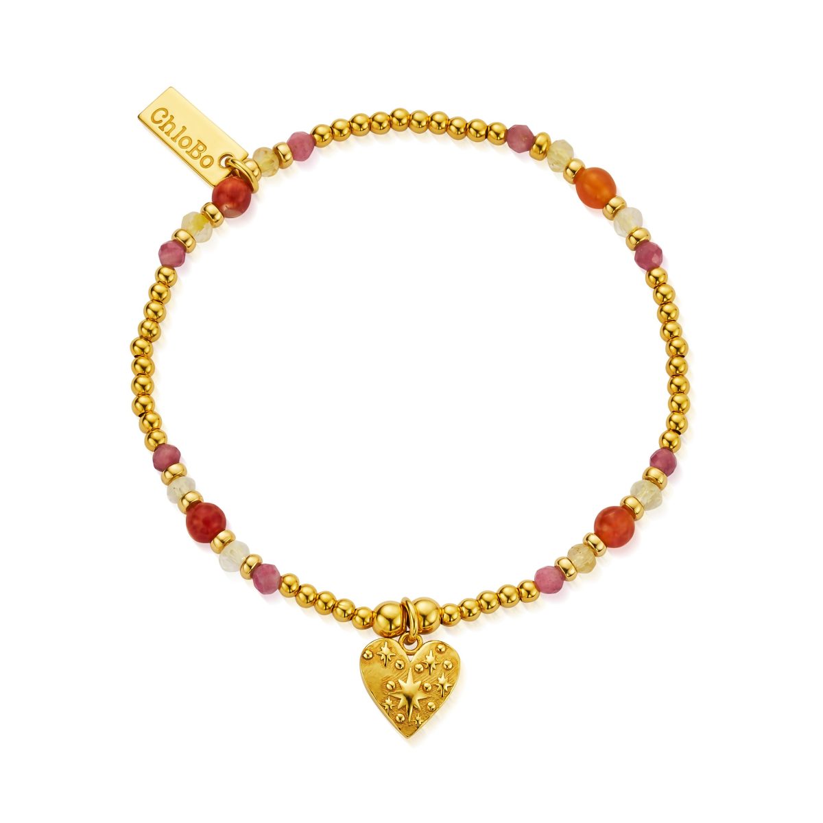 ChloBo Sterling Silver Gold Plated Sunrise Fortune Heart Bracelet