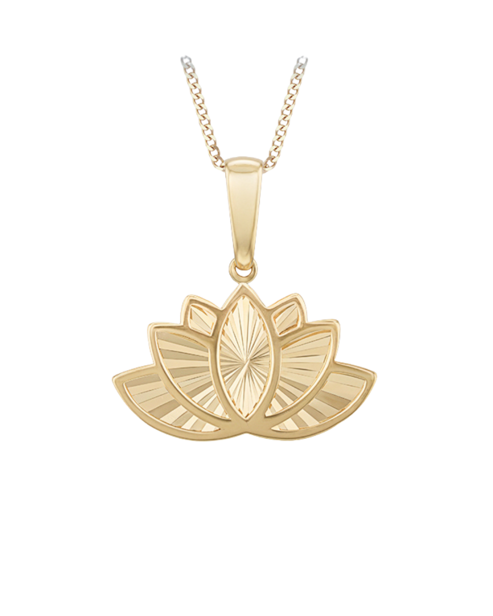 9ct Yellow Gold Lotus flower Pendant