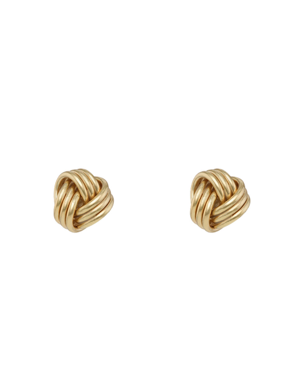 9ct Yellow Gold 6mm Ribbed Knot Stud Earrings