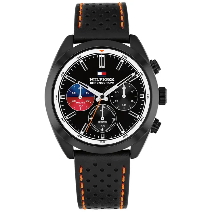 Tommy Hilfiger - Black Leather Strap - Chronograph Gents Watch