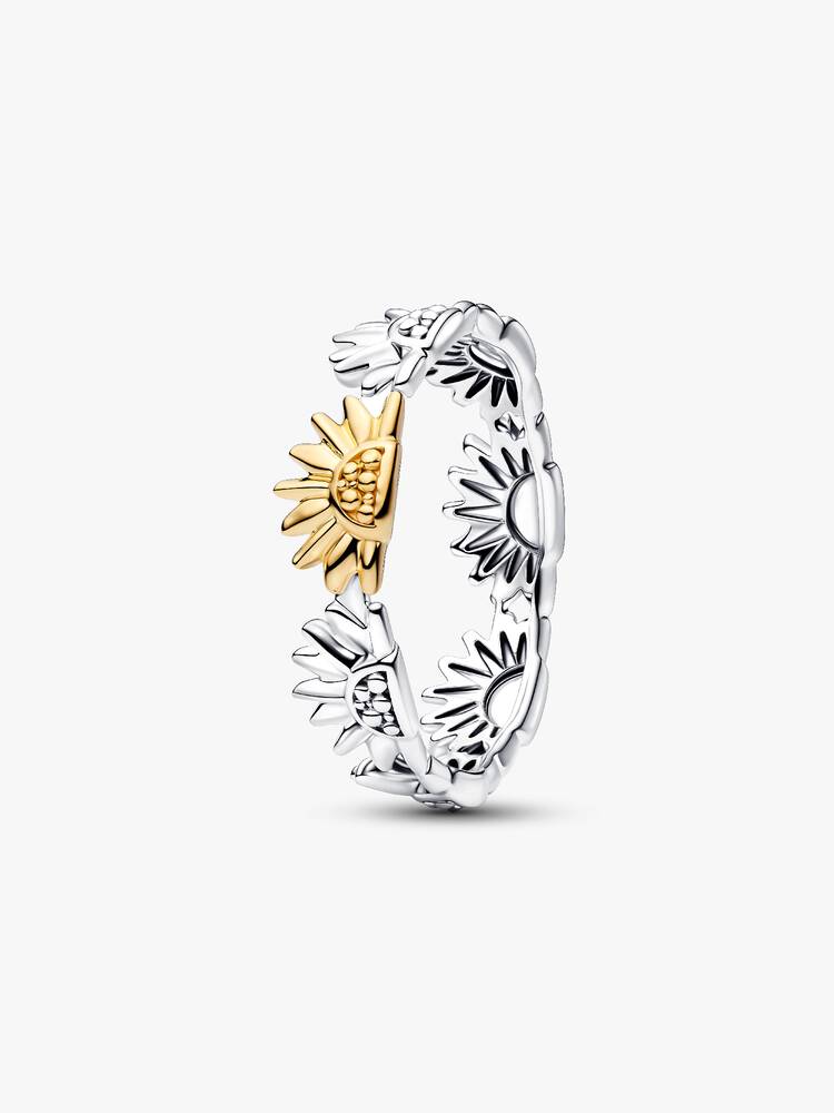 Pandora Sunflower Two-Tone Band Ring Size 58