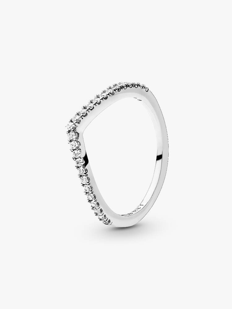 Pandora Sterling Silver Sparkling Wishbone Ring Size 58