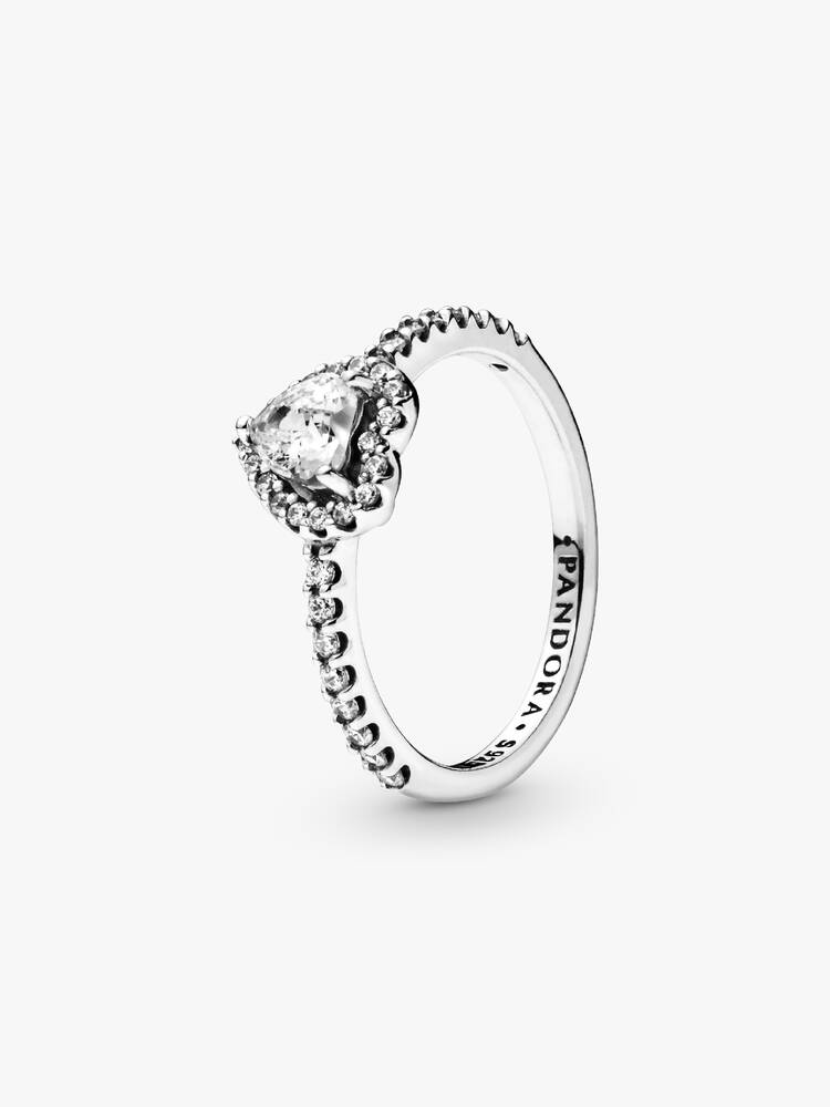 Pandora Sterling Silver Elevated Heart Ring Size 52