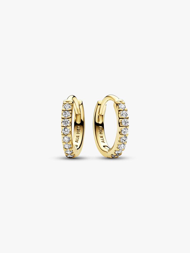 Pandora 14ct Gold Plated Sparkling Huggie Hoop Earrings