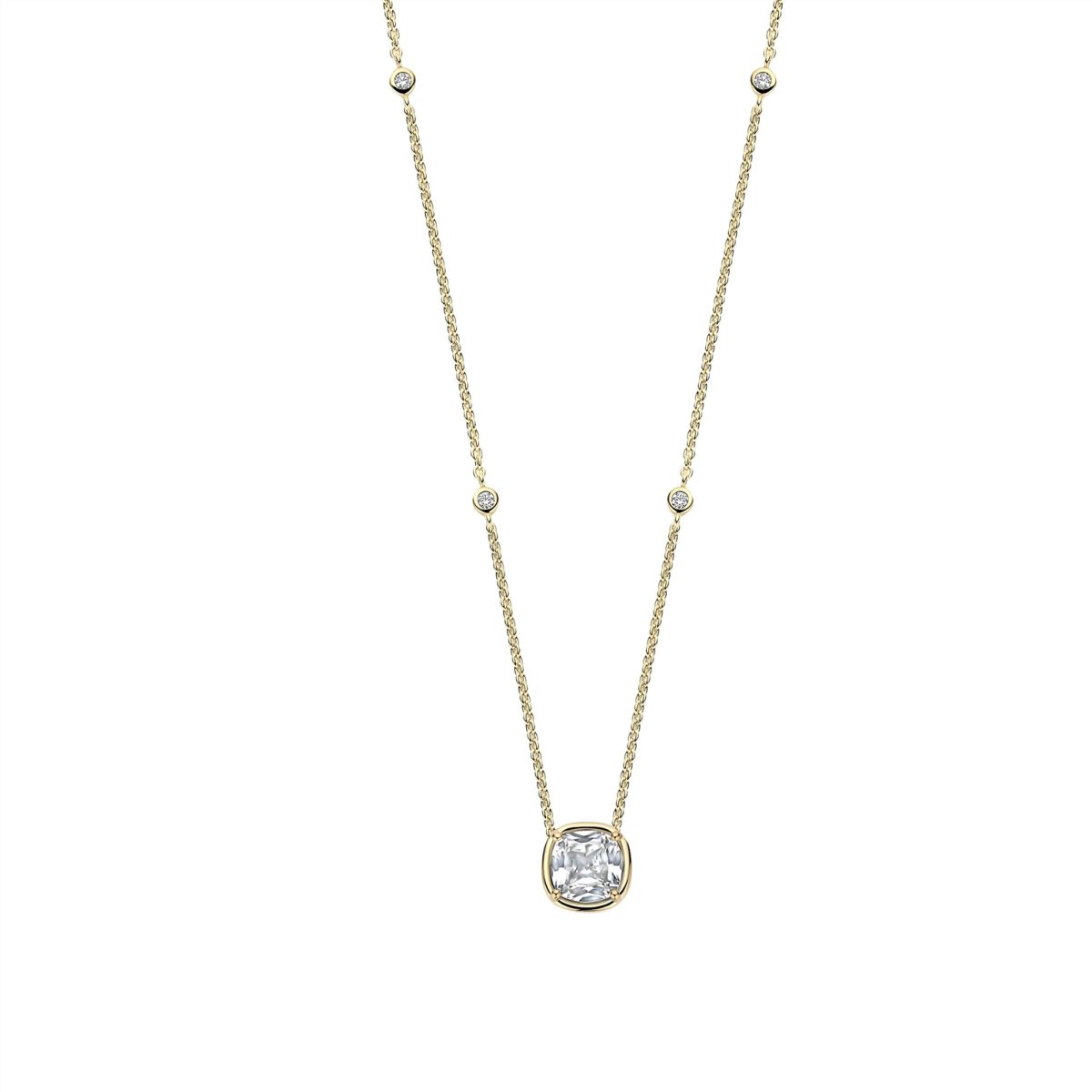 Ti Sento Sterling Silver Gold Plated Cushion CZ Sparkle Pendant