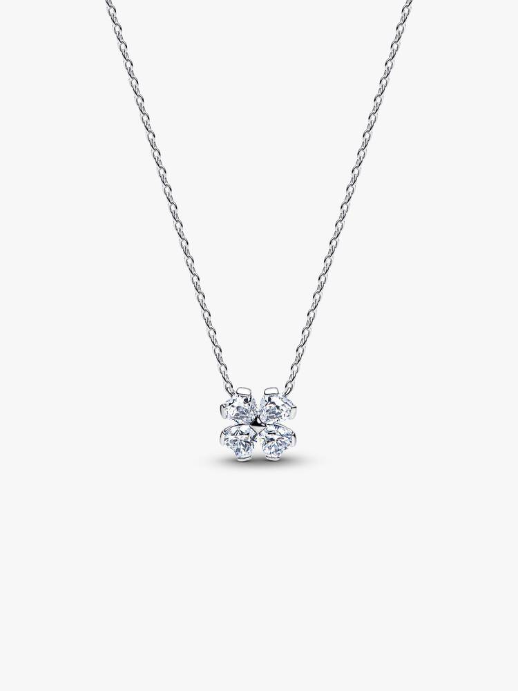 Pandora Sterling Silver Sparkling Lucky Clover Pendant Necklace