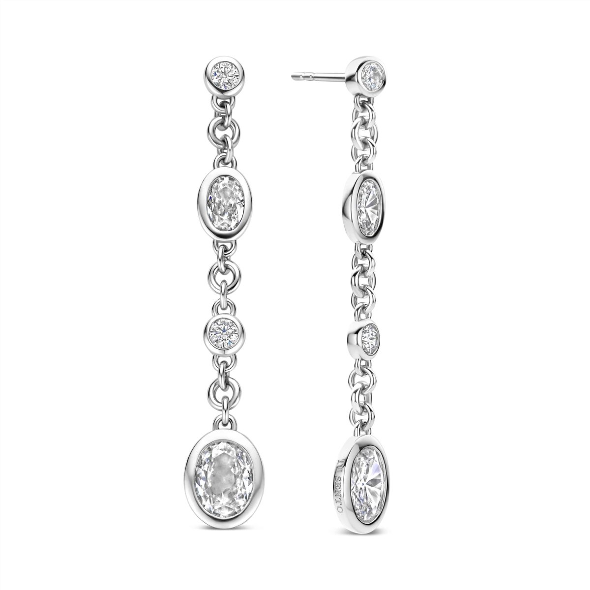 Ti Sento Sterling Silver Oval CZ Drop Earrings