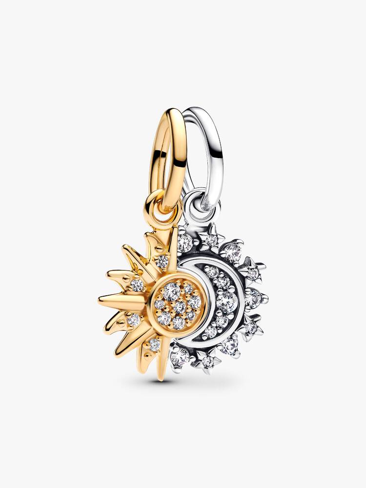 Pandora Two Tone Splittable Sun & Moon Dangle Charm