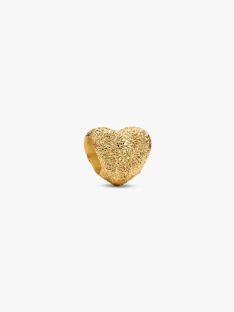 Pandora 14ct Gold Plated Textured Heart Mini Charm