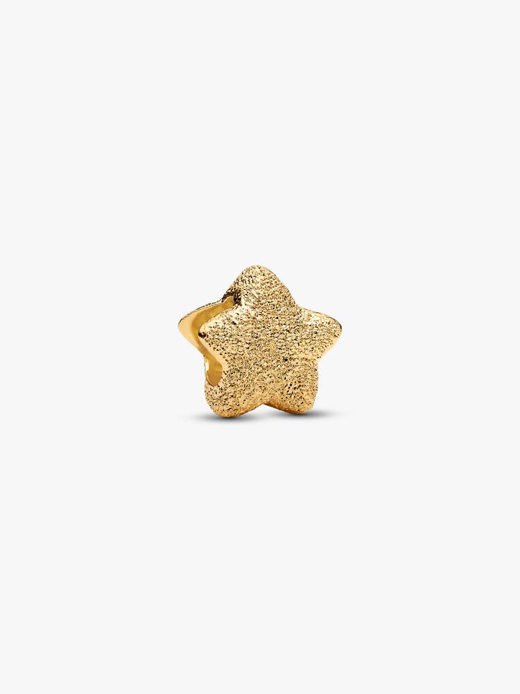 Pandora 14ct Gold Plated Textured Star Mini Charm