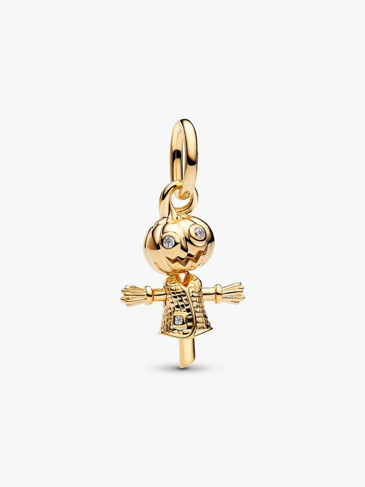 Pandora 14ct Gold Plated Pumpkin Scarecrow Dangle Charm