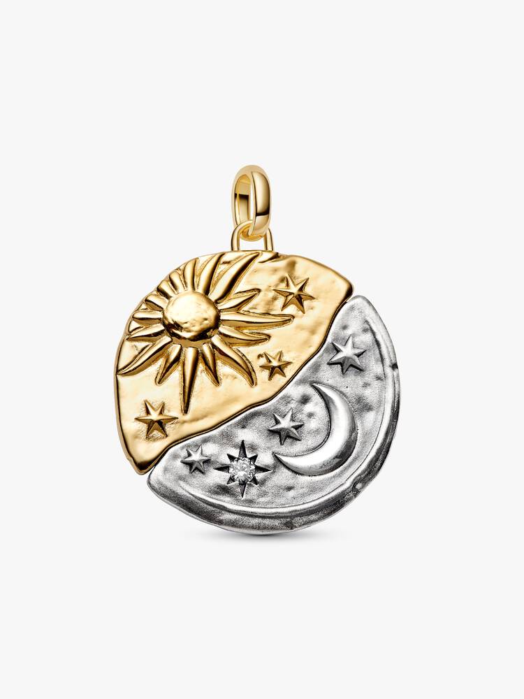 Pandora Two Tone Sun & Moon Oversized Medallion Charm