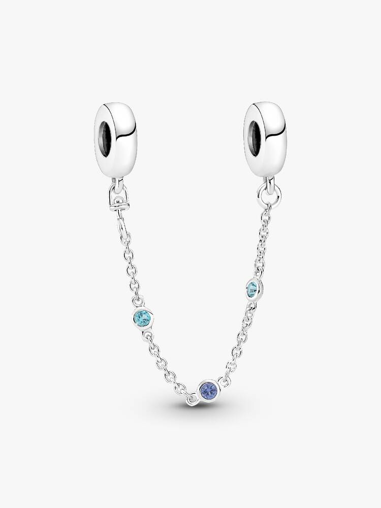 Pandora Sterling Silver Triple Blue Stone Safety Chain